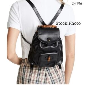 Gucci Black Leather Mini Backpack with Bamboo Toggle